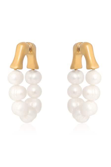 Dusala Gold Plated Pearls On Earrings Online at Aza Fashions Dusala_Gold Plated Pearls On Earrings _Online_at_Aza_Fashions