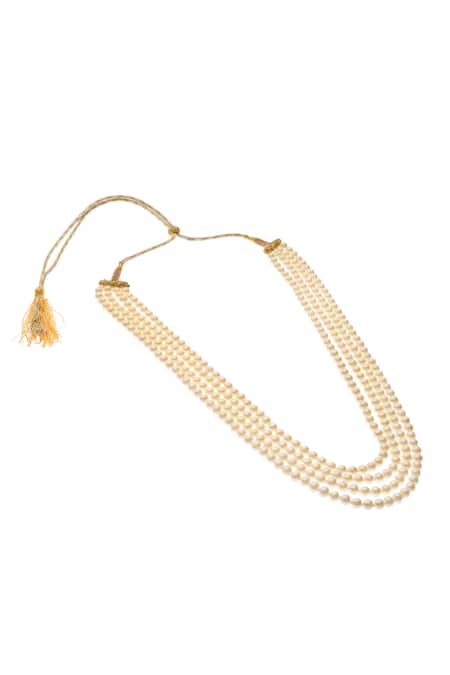 Dusala Silver Plated 4 Strand Mala Necklace Online at Aza Fashions Dusala_Silver Plated 4 Strand Mala Necklace _Online_at_Aza_Fashions