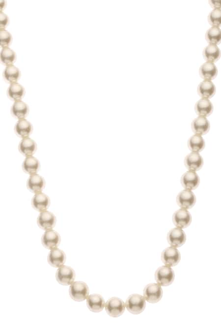 Shop Dusala Silver Plated Natural Pearl Necklace at Aza Fashions Shop_Dusala_Silver Plated Natural Pearl Necklace _at_Aza_Fashions