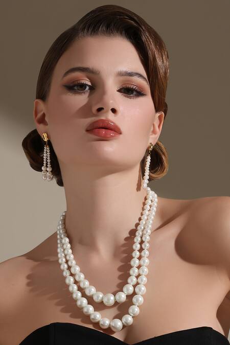 Dusala_Silver Plated Double Necklace _at_Aza_Fashions