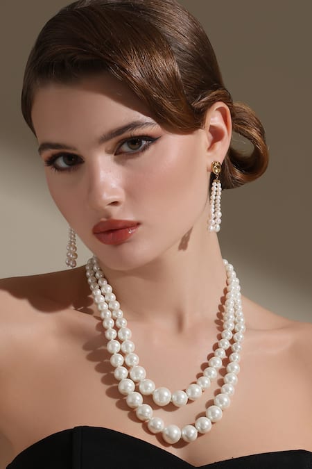 Dusala Silver Plated Double Necklace 