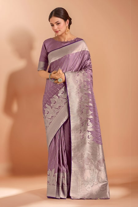 Samyukta Singhania Zari Woven Pink Banarasi Silk Saree With Blouse 