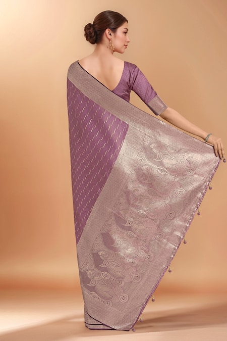 Samyukta Singhania Zari Woven Pink Banarasi Silk Saree With Blouse 