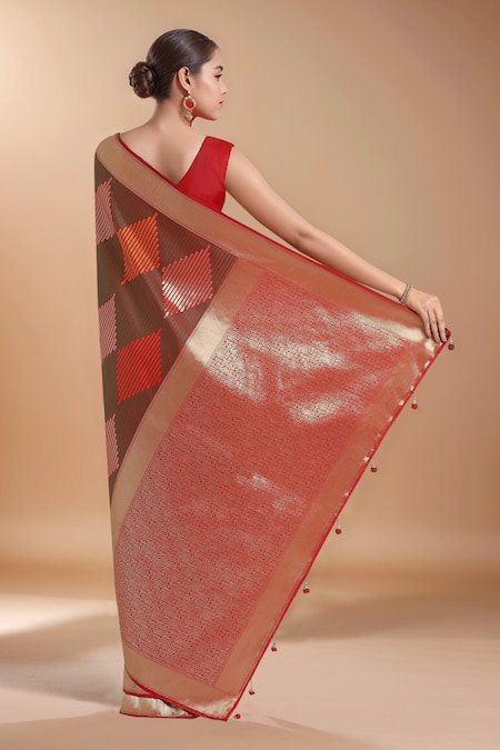 Samyukta Singhania Zari Woven Red Banarasi Silk Saree With Blouse 