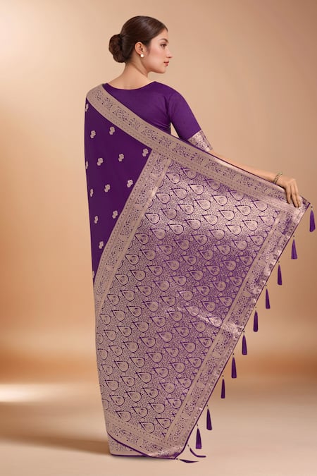 Samyukta Singhania Purple Zari Woven Banarasi Saree With Blouse 