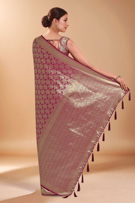 Samyukta Singhania Pink Zari Woven Banarasi Silk Saree With Blouse 