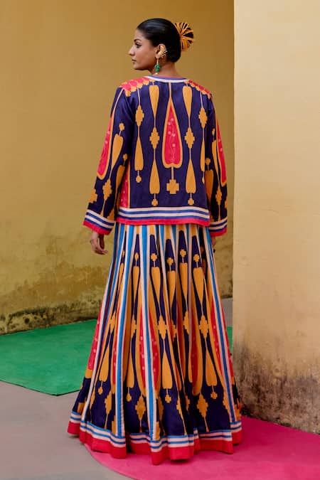 Swati Vijaivargie Color Block Jacket Lehenga Set 