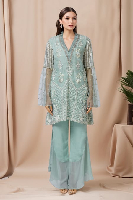 Aariyana Couture Embroidered Kurta Palazzo Set 