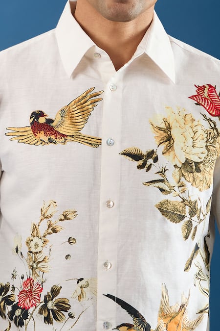 Buy_Rohit Bal_Ivory Poplin Embroidery Shirt 