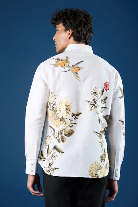 Rohit Bal_Ivory Poplin Embroidery Shirt _Online_at_Aza_Fashions