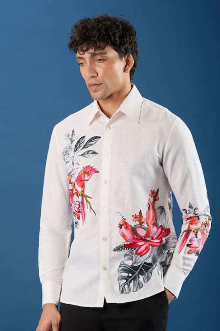 Rohit Bal Ivory Poplin Embroidery Shirt