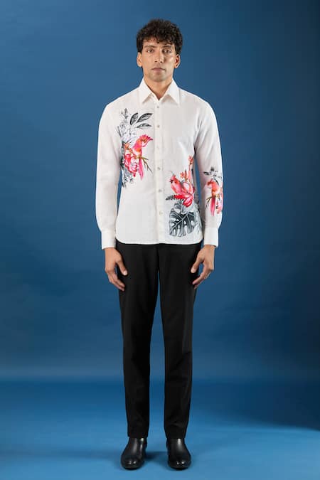 Buy_Rohit Bal_Ivory Poplin Embroidery Shirt 