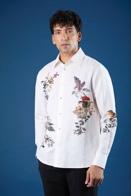 Buy_Rohit Bal_Ivory Poplin Embroidery Shirt 