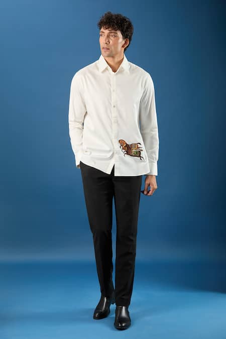 Buy_Rohit Bal_Ivory Poplin Embroidery Shirt 