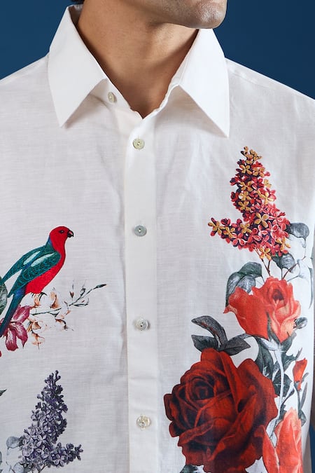 Buy_Rohit Bal_Ivory Poplin Embroidery Shirt 