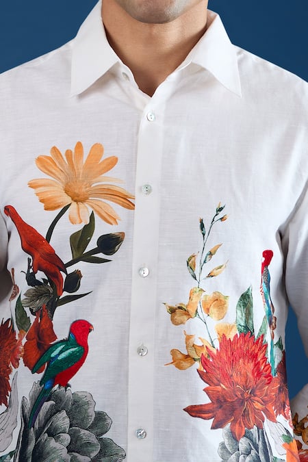 Buy_Rohit Bal_Ivory Poplin Embroidery Shirt 