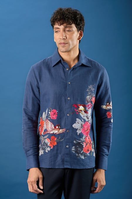 Buy_Rohit Bal_Blue Poplin Indigo Shirt 