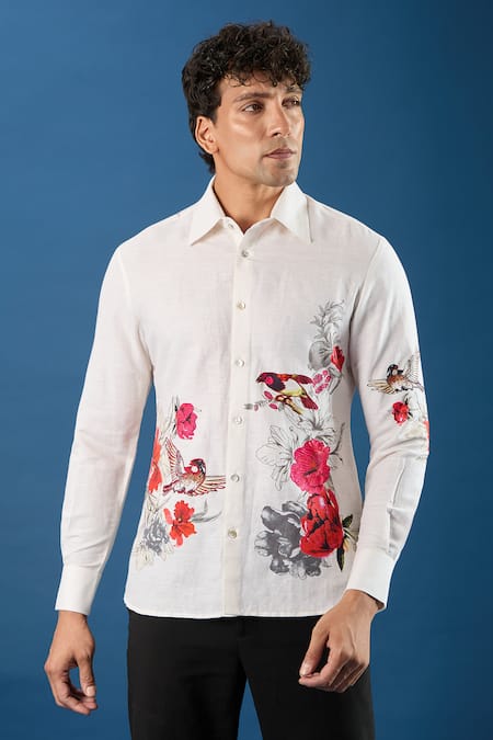 Buy Rohit Bal Ivory Poplin Embroidery Shirt Online at Aza Fashions Buy_Rohit Bal_Ivory Poplin Embroidery Shirt _Online_at_Aza_Fashions