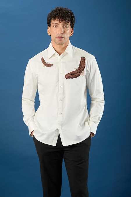 Buy_Rohit Bal_Ivory Poplin Embroidery Shirt 