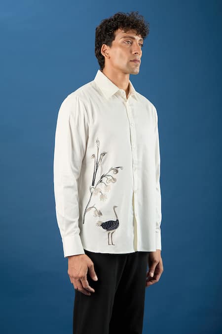 Buy_Rohit Bal_Ivory Poplin Embroidery Shirt 