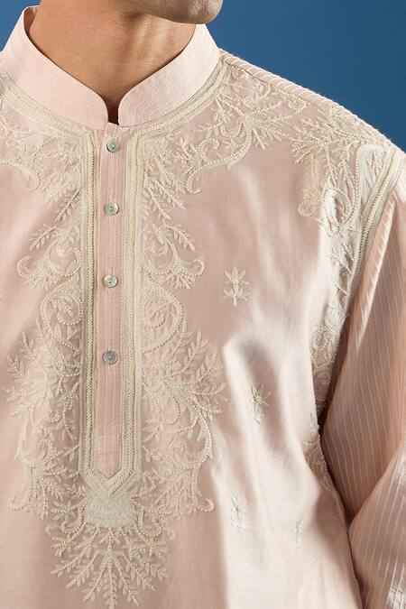 Buy_Rohit Bal_Pink Chanderi Embroidery Power Kurta Set 