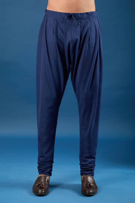 Buy_Rohit Bal_Blue Chanderi Embroidery Indigo Kurta Set _Online_at_Aza_Fashions