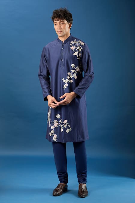 Rohit Bal Indigo Chanderi Kurta Set