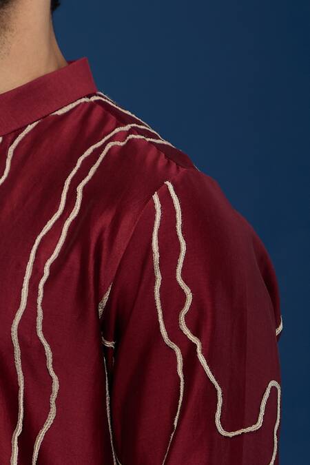Buy_Countrymade_Maroon Embroidery Abstract Kurta Set