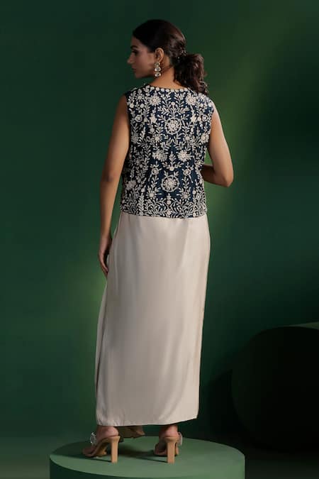 Two Sisters By Gyans Satin Dhoti Skirt & Embroidered Jacket Set 