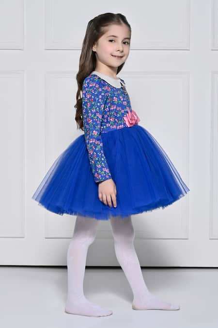 The Pony & Peony Co._Blue Cotton Bows Royal Vintage Love Dress _Online_at_Aza_Fashions