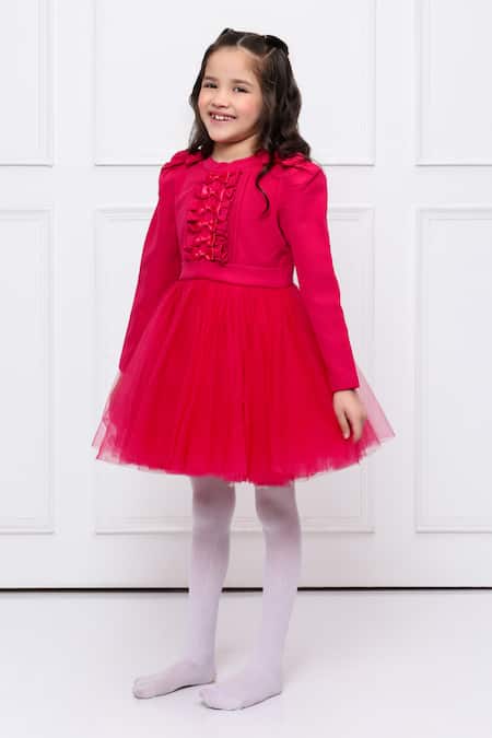 The Pony & Peony Co._Pink Cotton Bow Detail Dress _Online_at_Aza_Fashions