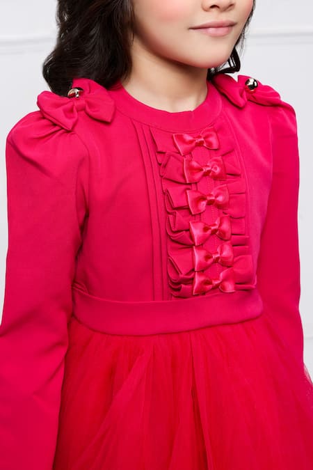 Buy_The Pony & Peony Co._Pink Cotton Bow Detail Dress _Online_at_Aza_Fashions