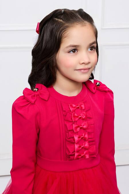 Shop_The Pony & Peony Co._Pink Cotton Bow Detail Dress _Online_at_Aza_Fashions