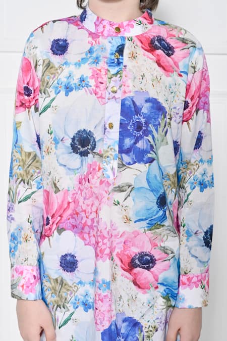 Shop_The Pony & Peony Co._Pink Cotton Floral Pattern Kurta With Pant _Online_at_Aza_Fashions