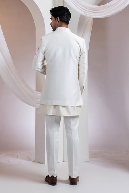 Smriti By Anju Agarwal Floral Pattern Achkan Set