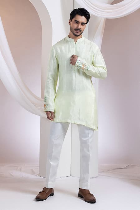 Buy Smriti By Anju Agarwal Green Silk, Cotton Embroidery Pastel Forest Mist Nerhu Jacket Kurta Set Online at Aza Fashions Buy_Smriti By Anju Agarwal_Green Silk, Cotton Embroidery Pastel Forest Mist Nerhu Jacket Kurta Set _Online_at_Aza_Fashions