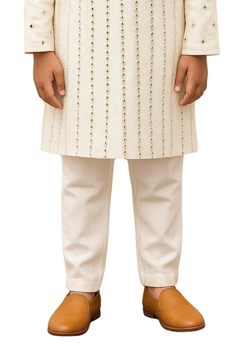PAARSH_White Cotton Raakav Stripe Pattern Kurta With Pant _Online_at_Aza_Fashions