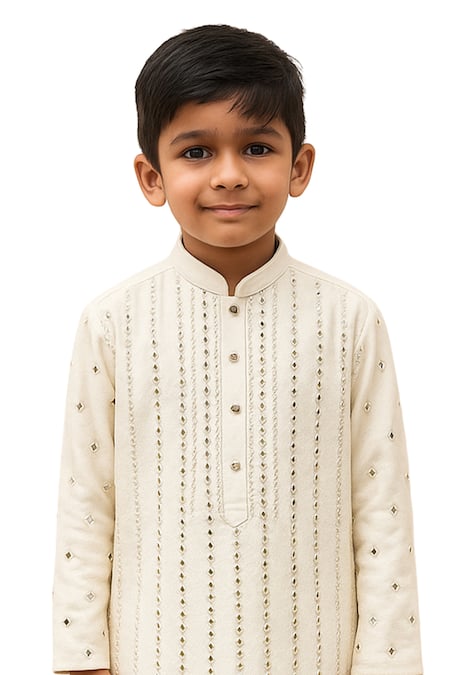 Buy_PAARSH_White Cotton Raakav Stripe Pattern Kurta With Pant _Online_at_Aza_Fashions