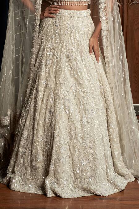 Shop Istya Off White Net Beads, Sequins, Crystals, Embroidery, Grey Embellished Lehenga Set Online at Aza Fashions Shop_Istya_Off White Net Beads, Sequins, Crystals, Embroidery, Grey Embellished Lehenga Set _Online_at_Aza_Fashions