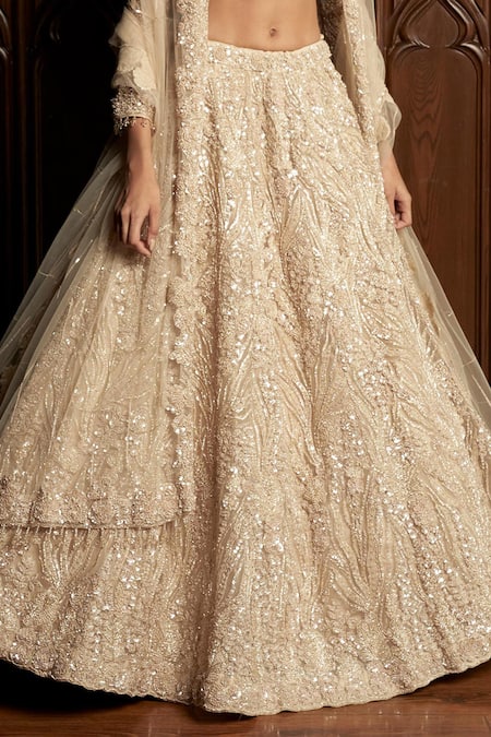 Buy Istya Beige Net Sequins, Beads Round Neck Embellished Lehenga Set Online at Aza Fashions Buy_Istya_Beige Net Sequins, Beads Round Neck Embellished Lehenga Set _Online_at_Aza_Fashions