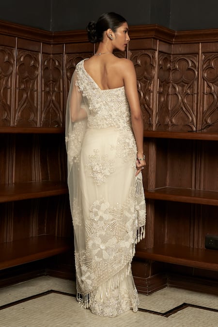 Istya Ivory Embellished Corset & Saree Set 