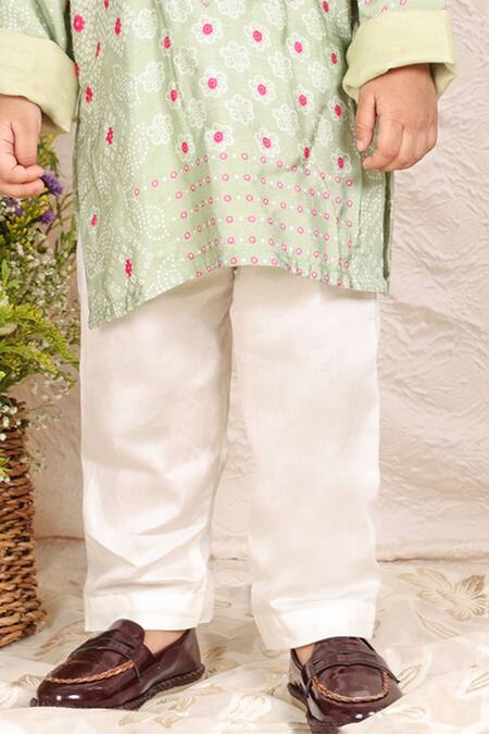 P & S CO Green Silk Zari Bandhej Embroidered Kurta And Pant Set Online at Aza Fashions P & S CO_Green Silk Zari Bandhej Embroidered Kurta And Pant Set _Online_at_Aza_Fashions