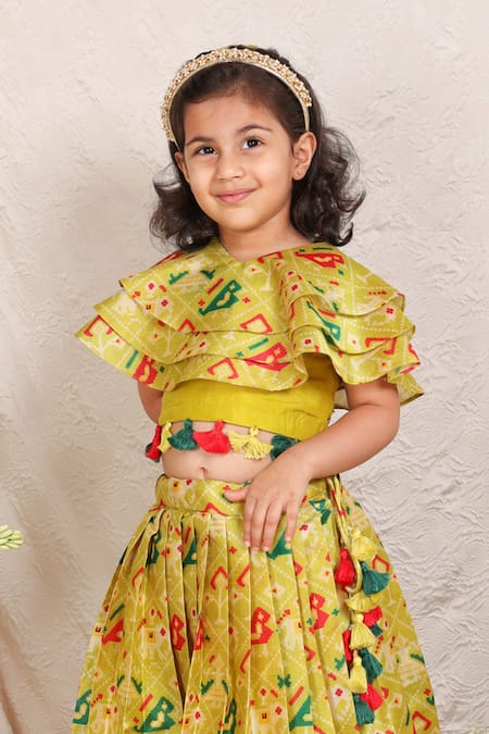 P & S CO Patola Print Top With Lehenga 
