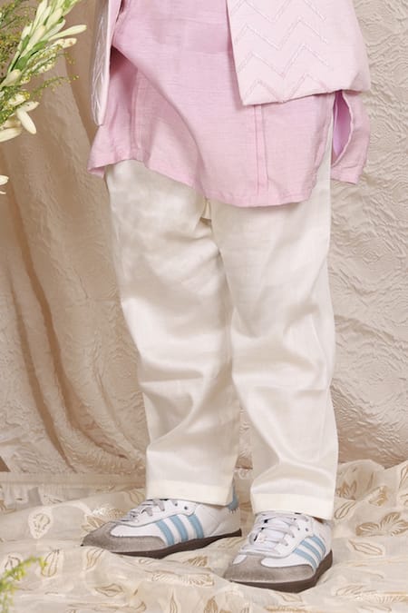 P & S CO Lavender Silk, Cotton Cut Work Chevron Pattern Nehru Jacket Set Online at Aza Fashions P & S CO_Lavender Silk, Cotton Cut Work Chevron Pattern Nehru Jacket Set _Online_at_Aza_Fashions