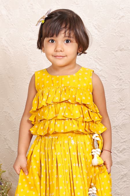 P & S CO Ruffled Top & Lehenga Set 