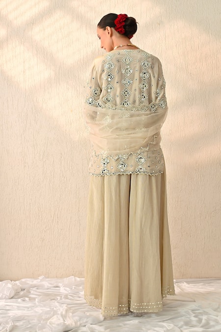 OHH CROW Mirror Embroidered Kurta Sharara Set 