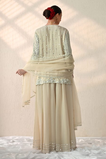 OHH CROW Mirror Cluster Embroidered Kurta Sharara Set 