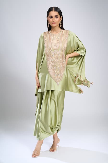 Anamika Khanna Embroidered Kurta With Draped Skirt 