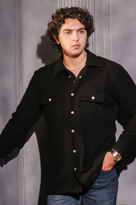 Menero Black Front Pocket Shirt 