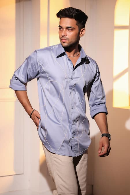 Menero Light Blue Pure Linen Shirt 